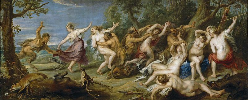 Peter Paul Rubens (1577-1640) Title Diana and her Nymphs surprised by Satyrs Date 1639 - 1640, Phallus of the Engorged Satyr