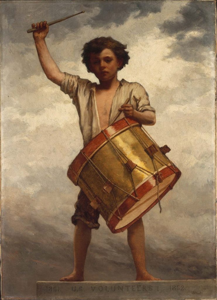 A photograph of the oil painting "The Drummer Boy," executed by artist William Morris Hunt of Boston, Massachusetts. Courtesy of The Museum of Fine Arts, Boston. Date circa 1862, Drums of Panic