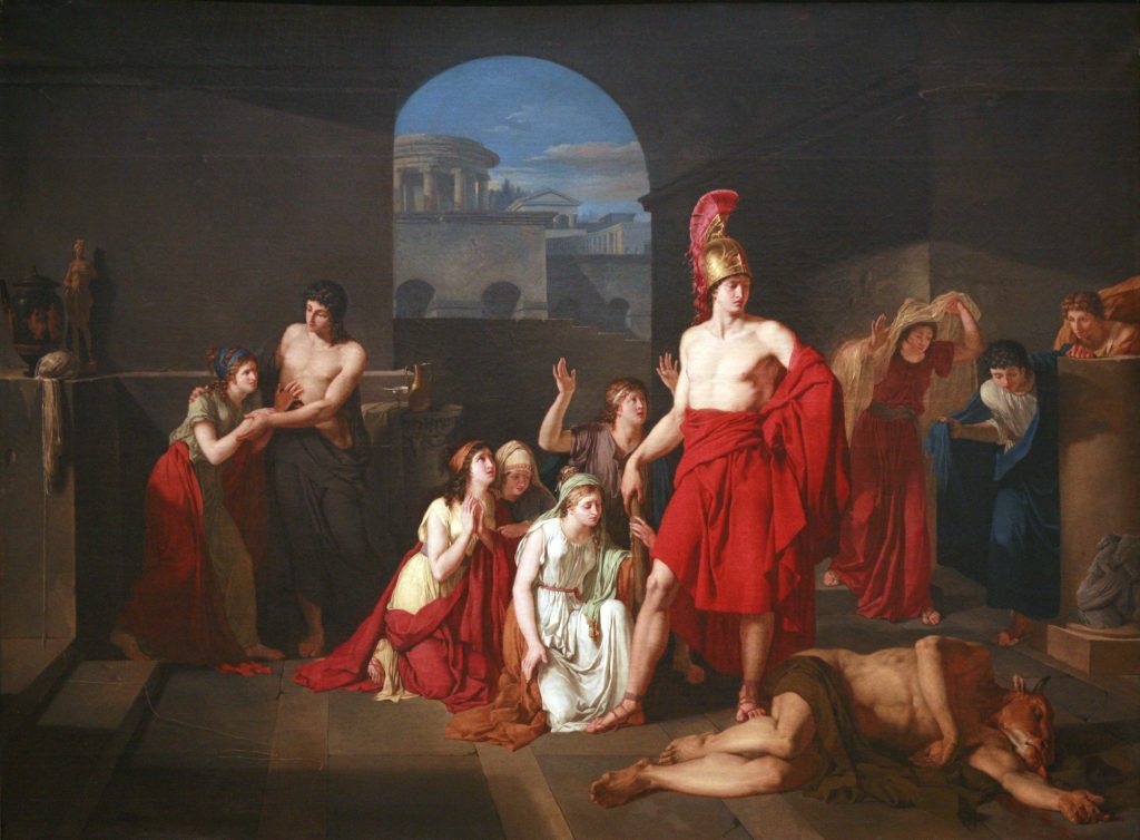 Theseus victor of the Minotaur, Charles-Édouard Chaise, oil on canvas, circa 1791. Theseus