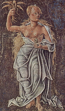 Ceres (Demeter), allegory of August: detail of a fresco by Cosimo Tura, Palazzo Schifanoia, Ferrara, 1469-70.