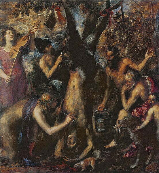 Titian (1490-1576) Title: The Flaying of Marsyas, Rack of Irresistible Torture
