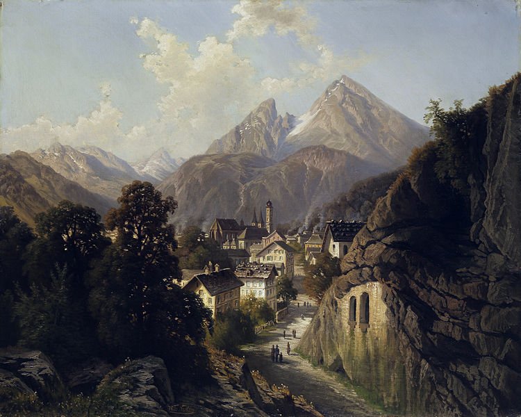 Ansicht von Berchtesgaden. Öl auf Leinwand. 76 x 94 cm. Date by 1905, Sample, Creepy Backwoods Hamlet