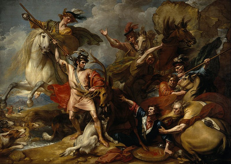 Benjamin West (1738-1820) Title Alexander III of Scotland Rescued from the Fury of a Stag by the Intrepidity of Colin Fitzgerald ('The Death of the Stag'), Spear