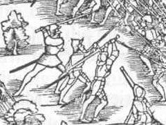 1548 depiction of a Zweihänder used against pikes in the Battle of Kappel