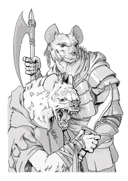 In the Dungeons & Dragons fantasy role-playing game, gnolls greatly resemble humanoid hyenas. Date15 February 2017 Source	Own work Author	LadyofHats, Gnoll