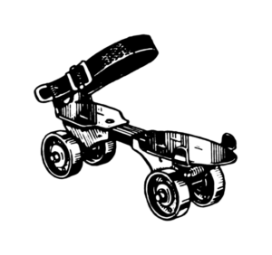 Line art drawing of a roller skate.