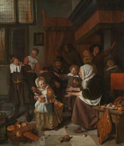 The feast of St. Nicholas; oil on canvas, c. 1665-1668; by Jan Steen