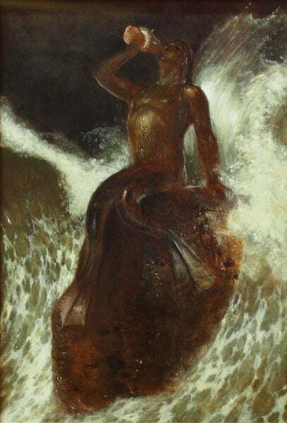 Arnold Böcklin (1827-1901) Title: Triton, auf einer Muschel  blasend, Tritons