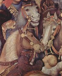 Gentile da Fabriano Anbetung der Heiligen Drei Könige, Haupttafel: Anbetung der Könige, Detail: Pferde Year 1423, Special Mounts