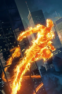 Artwork for the cover of Fantastic Four vol. 4, 645 (April 2015 Marvel Comics)  Art by Michael Komarck (Variant cover art), The Human Torch