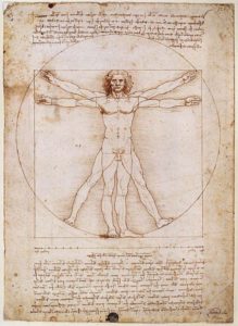 Vitruvian Man by Leonardo da Vinci, Galleria dell' Accademia, Venice (1485-90)