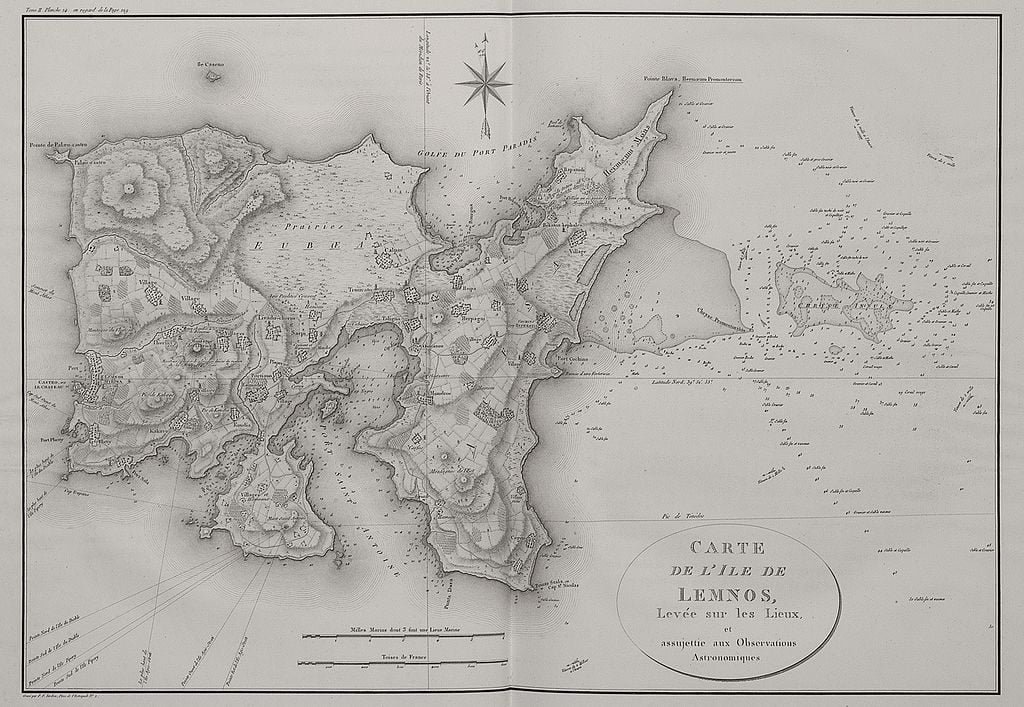 Carte de lile de Lemnos Choiseul gouffier Gabriel Florent Auguste De 1809