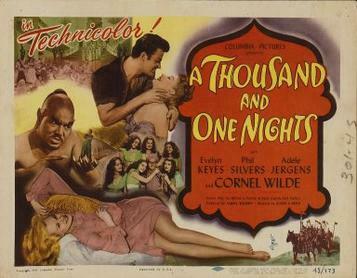 This is a poster for A Thousand and One Nights. The poster art copyright is believed to belong to the distributor of the film, Columbia Pictures Corporation, the publisher of the film or the graphic artist.
