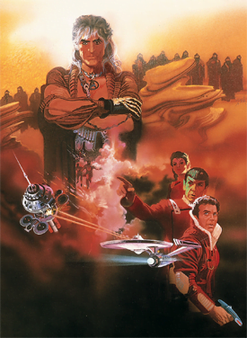 The Wrath of Khan, The movie poster for Star Trek II: The Wrath of Khan (Paramount Pictures: 1982); art by illustrator Bob Peak. The image was used for promotion as well as the covers to most of the home video releases (VHS, DVD, and DVD special editions).