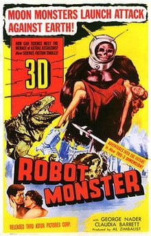 The poster art copyright is believed to belong to the distributor of the film, Astor Pictures, the publisher of the film or the graphic artist. Robot Monster