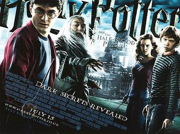 This is a poster for Harry Potter and the Half-Blood Prince. The poster art copyright is believed to belong to the distributor of the film, Warner Bros., the publisher, Heyday Films, or the graphic artist.