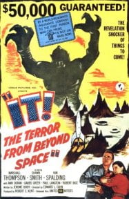 This is a poster for It! The Terror from Beyond Space. The poster art copyright is believed to belong to the distributor of the film, United Artists, the publisher of the film or the graphic artist.