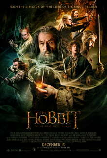 This is a poster for The Hobbit: The Desolation of Smaug. The poster art copyright is believed to belong to the distributor of the film, Warner Bros. Pictures, the publisher of the film or the graphic artist.