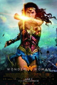 This is a poster for Wonder Woman (2017 film). The poster art copyright is believed to belong to the distributor of the film, Warner Bros. Pictures, the publisher of the film or the graphic artist.  Wonder Woman