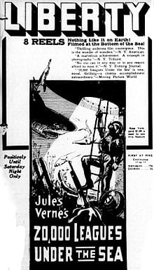 20,000 Leagues Under the Sea is a 1916 silent film directed by Stuart Paton. This is a newspaper advert for the film. Leagues Under the Sea