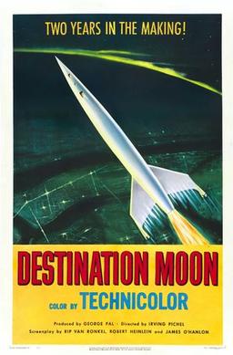 This is a poster for Destination Moon (film). The poster art copyright is believed to belong to the distributor of the film, the publisher of the film or the graphic artist.
