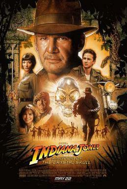 This is a poster for Indiana Jones and the Kingdom of the Crystal Skull. The poster art copyright is believed to belong to the distributor of the film, Paramount Pictures, the publisher of the film or the graphic artist. Indiana Jones and the Kingdom of the Crystal Skull