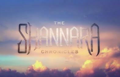 The title written in a distinctive font against a cloudy blue sky with highlights of pink, The Shannara Chronicles