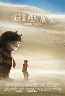 The Wild Thing Carol towering over a small boy named Max, in a wolf suit. Where the Wild Things Are