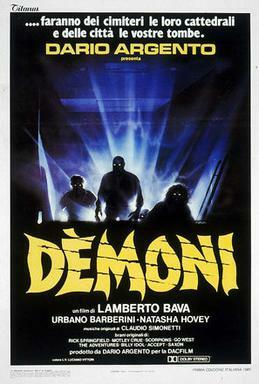 This is a poster for Demons (1985 film). The poster art copyright is believed to belong to the distributor of the film, the publisher of the film or the graphic artist. 