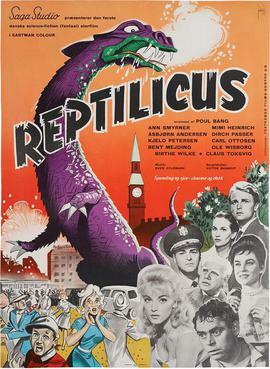 This is a poster for Reptilicus. The poster art copyright is believed to belong to the distributor of the film, Saga Studio, the publisher of the film or the graphic artist.