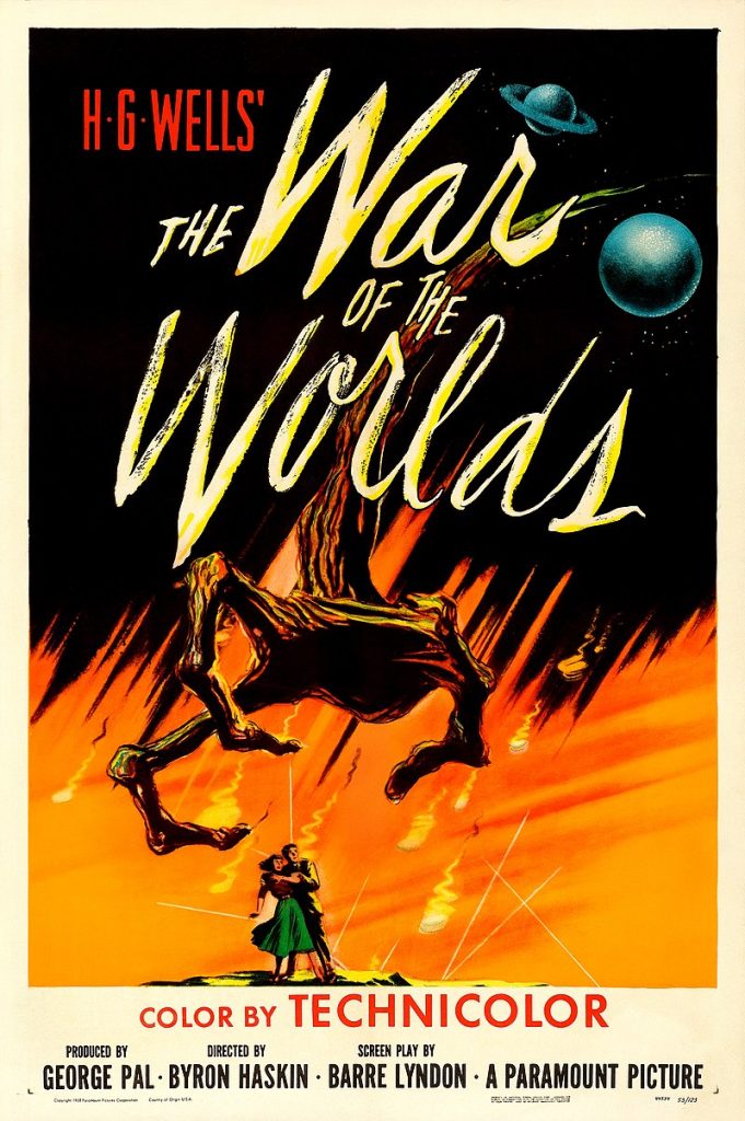 Theatrical release poster for the 1953 film The War of the Worlds, the first cinematic adaptation of H. G. Wells's 1897 novel of the same name.