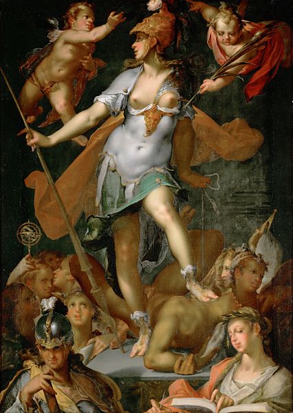 Bartholomeus Spranger (1546-1611) Title: Minerva Victorious over Ignorance Date circa 1591, Battlesense