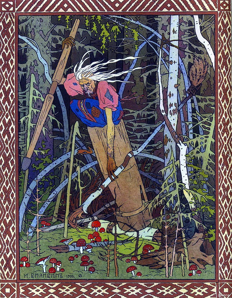 Baba Yaga as depicted by Ivan Bilibin, 1900, Mortar and Pestle