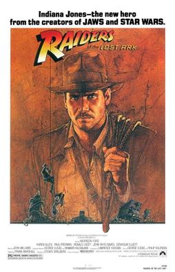 Raiders of the Lost Ark oiginal release poster by Richard Amsel. ™ & © 1981 Lucasfilm Ltd. Indiana Jones and the Raiders of the Lost Ark
