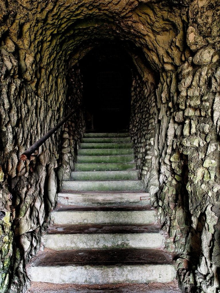 tunnel, steps, dark