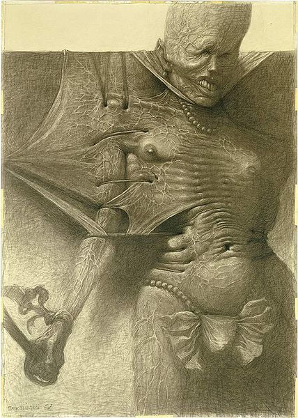 Untitled drawing, year 1968 Date 1968 Zdzislaw Beksinski (1929-2005), Devil, Chain, (Kyton)