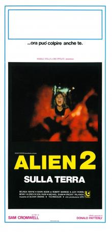 This is a poster for Alien 2: On Earth. The poster art copyright is believed to belong to the distributor of the film, the publisher of the film or the graphic artist. Alien 2