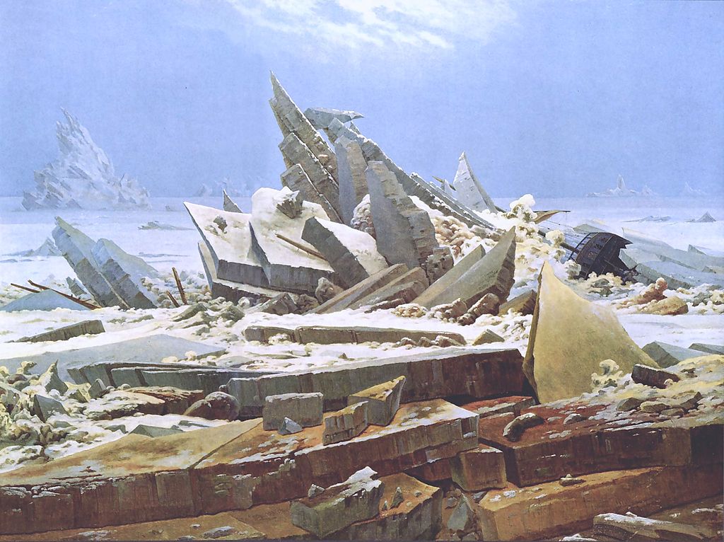 Caspar David Friedrich (1774-1840) Title: The Sea of Ice aka ', also known as The Wreck of Hope in reference to an early North Pole Expedition. Date 1823-1824, Wall of Ice
