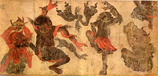 Turkish Siyah Qalam depiction of dancing devs, Divs