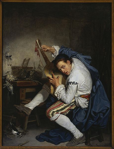 Jean-Baptiste Greuze (1725 -1805) The Guitarist (L'Oiseleur). Date 1757, Alan-a-Dale