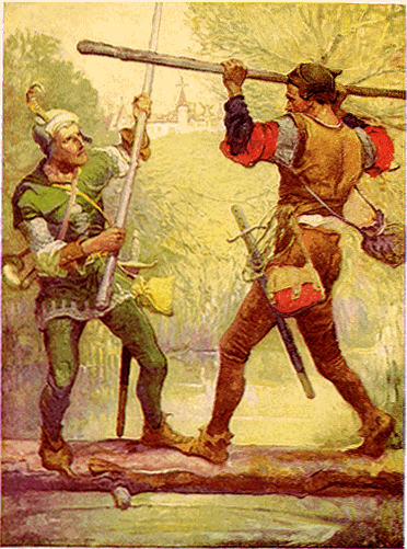 "Robin Hood and Little John", Illustration by Louis Rhead to Bold Robin Hood and His Outlaw Band: Their Famous Exploits in Sherwood Forest, Little John