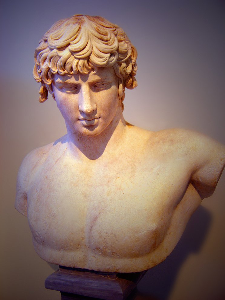 Bust of Antinous from Patras, (National Archaeological Museum, Athens), Angel, Agathion