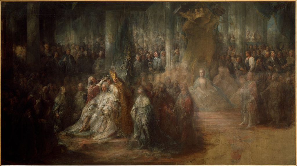 Kingmaker, The coronation of Gustaf III By Carl Gustav Pilo In the collection of the National Museum, Stockholm, Sweden . The National Museum of Fine Arts, Stockholm The coronation took place on May 29th 1772
