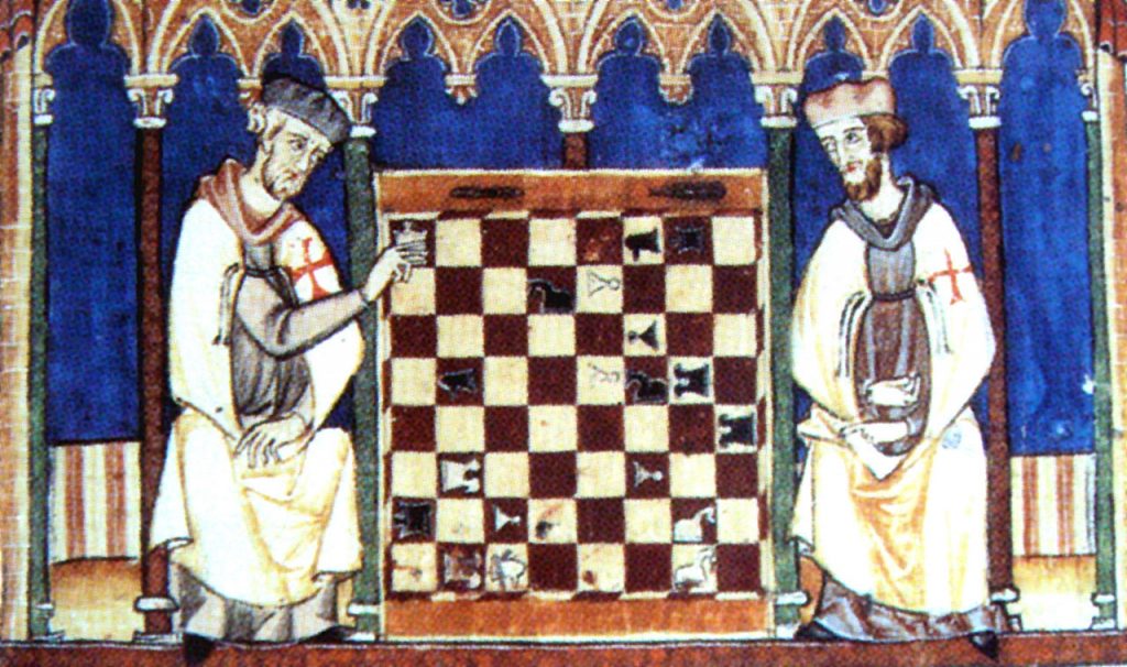 Knights Templar playing chess, Libro de los juegos, 1283, Chess