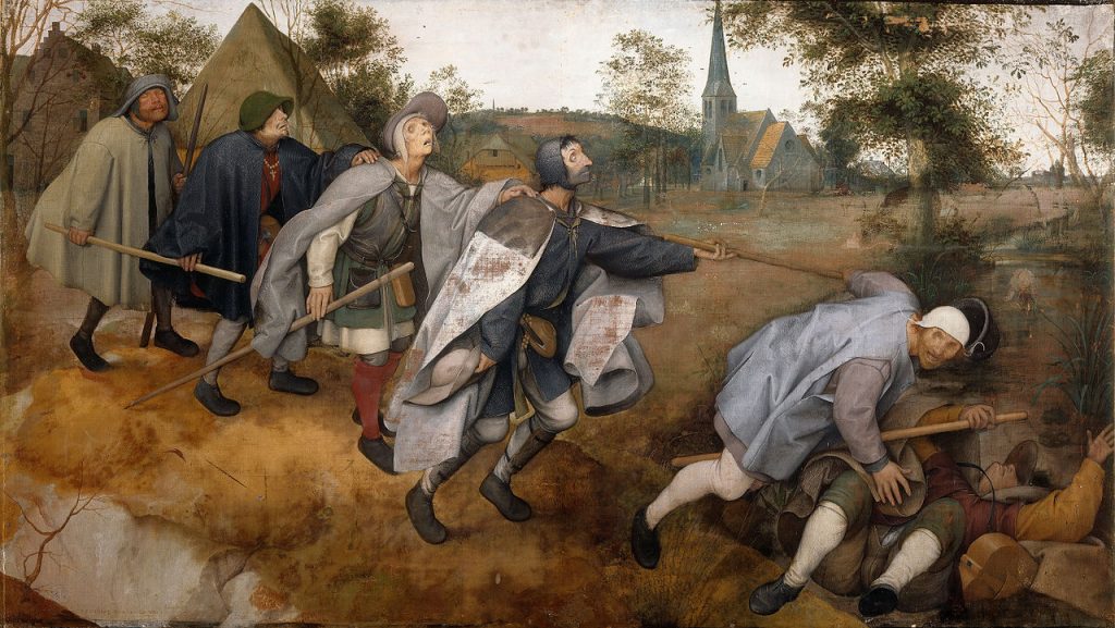 Domain Satire, Pieter Bruegel's 1568 satirical painting The Blind Leading the Blind.