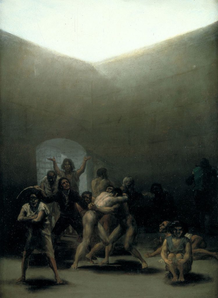Courtyard with Lunatics or Yard with Madmen, by Francisco de Goya,  1794. Domain, Madness