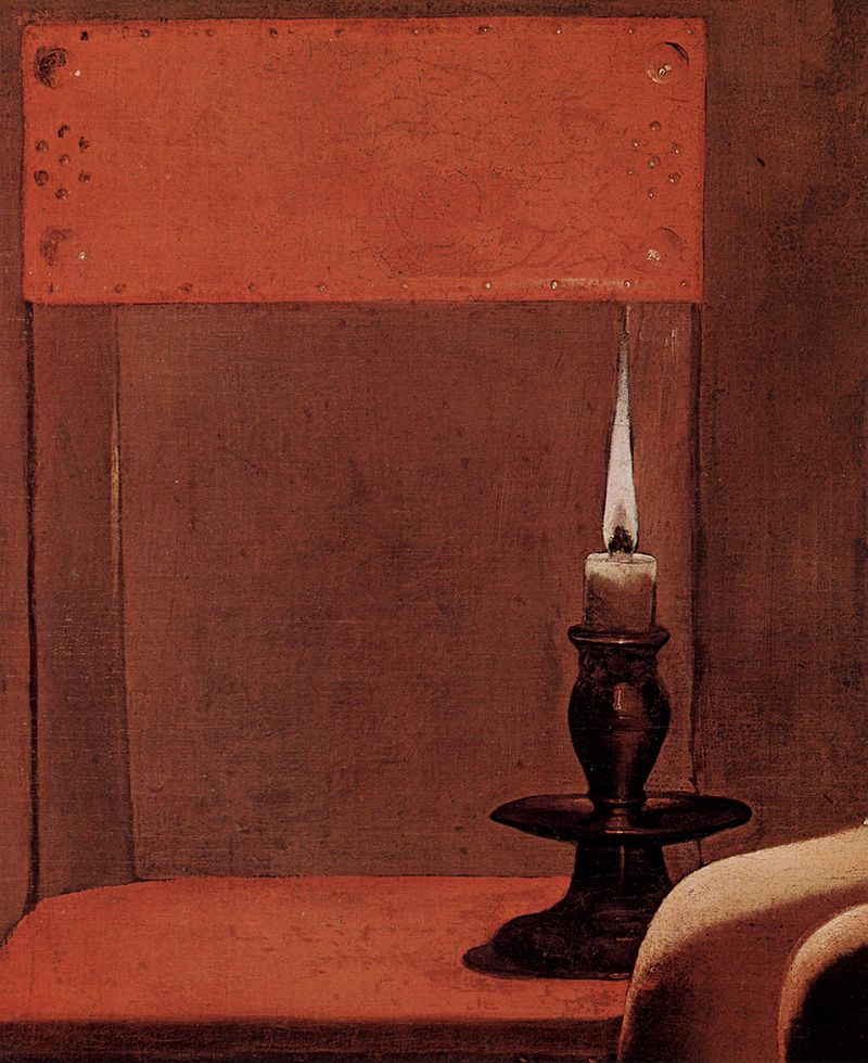 Candle, La Tour, Georges Woman with the Flea, Detail: Candle