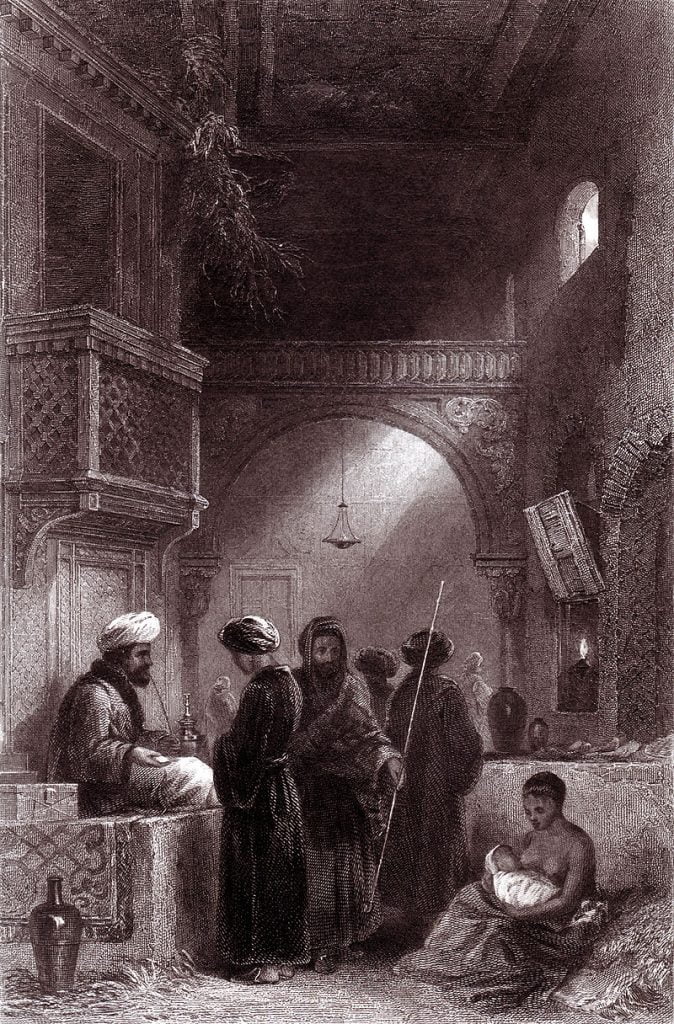 An imaginary view of an Ottoman opium seller.1850 Opium