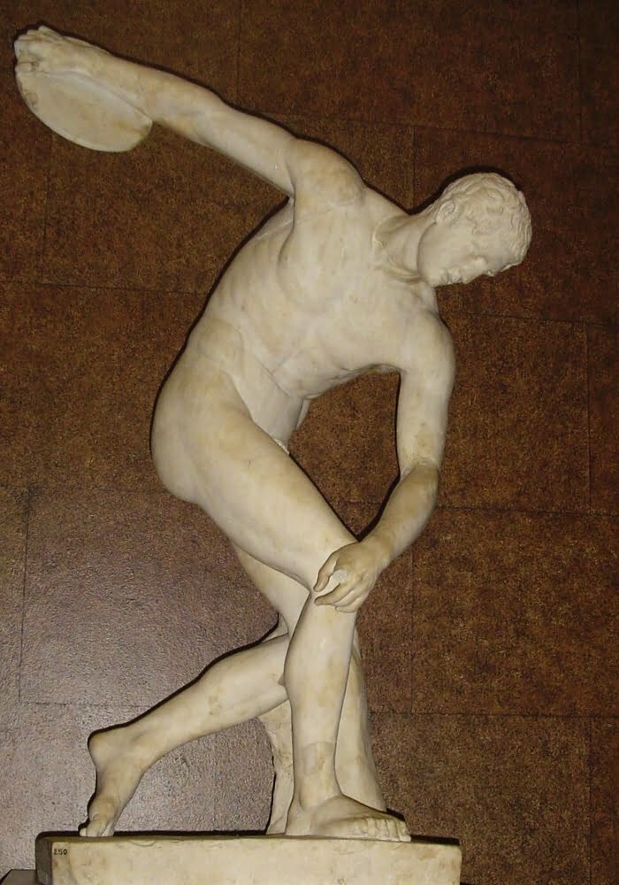 Discobolus. Marble, Roman copy after a bronze original of the 5th century BC. From the Villa Adriana near Tivoli, Italy.