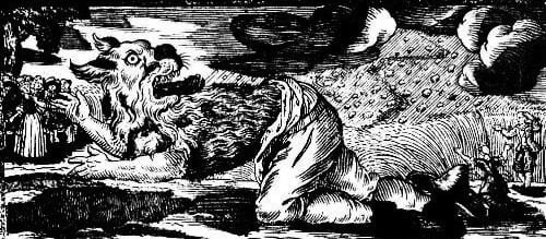 A German woodcut of a werewolf from 1722. Thiess claimed to be a werewolf, although he asserted that in doing so he served God rather than the Devil, in contrast to common werewolf beliefs of the time. Witches of the Howling Moon
